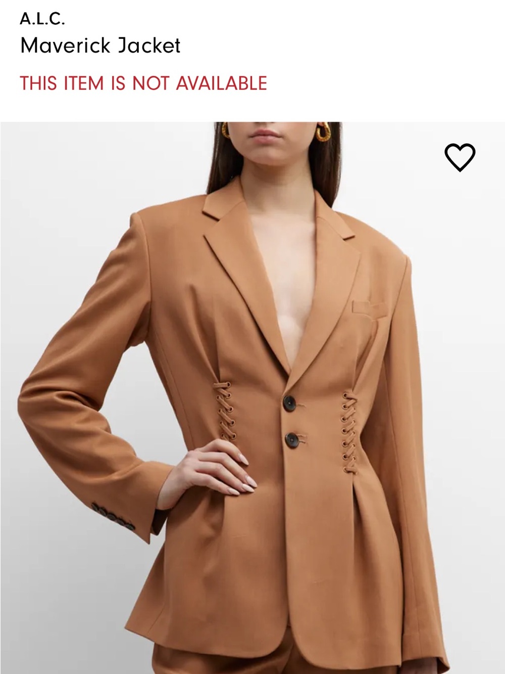 A.L.C. Maverick Blazer Jacket Tawny Lace-Up Tailored Career $695 NWT